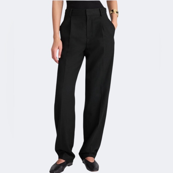 Madewell High Rise Barrel Leg Dress Pants NWT Size 12 Black Pleated Tencel Blend - Picture 2 of 11